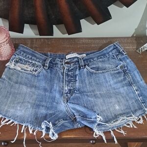 Express Blue Jean Shorts Distressed Frayed Hem Cut Off